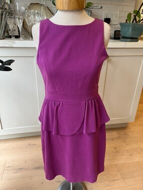 Tibi Purple Peplum Style back zip jersey knit lined Sheath Dress - no pockets